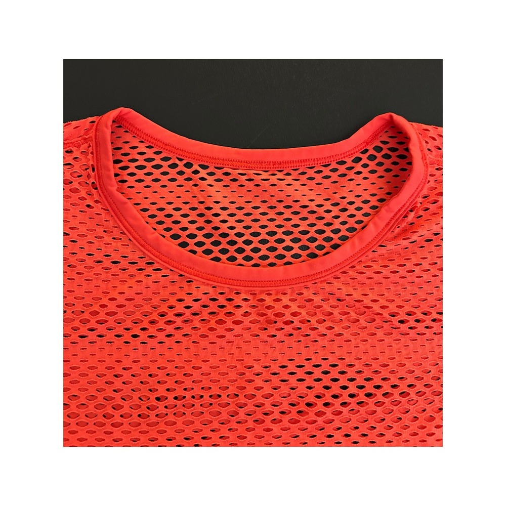 Lululemon Mesh Short Sleeve Crop Top Red Orange Workout Layering Shirt (1259) - Picture 2 of 7